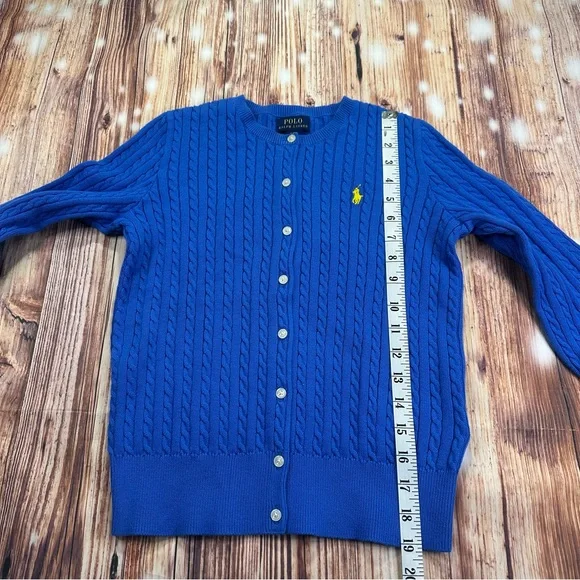 Ralph Lauren Polo Girls Cotton Knit Cable Cardigan Sweater! Size 12/14 Youth - Picture 6 of 14